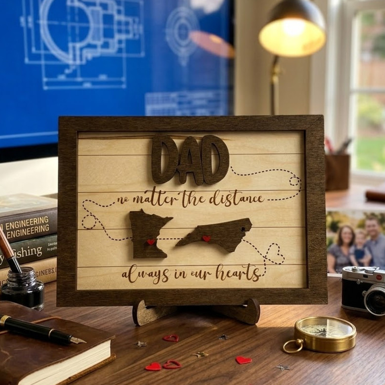 Where You Are Is Home - Custom Multi-State Wood Sign For Dad