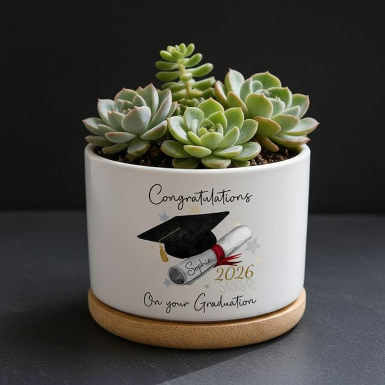 2026 Custom Congrats Senior Ceramic Plant Pot Graduation Gift