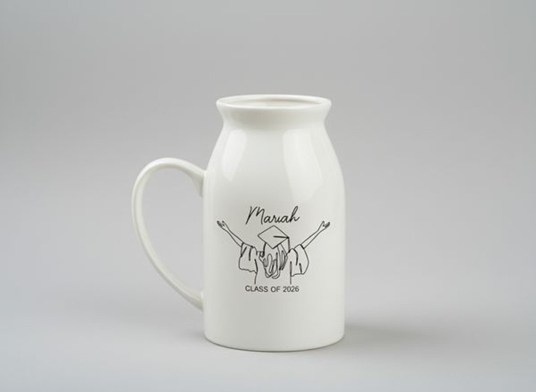 2026 Minimalist Grad Tribute Custom Ceramic Flower Vase for Her
