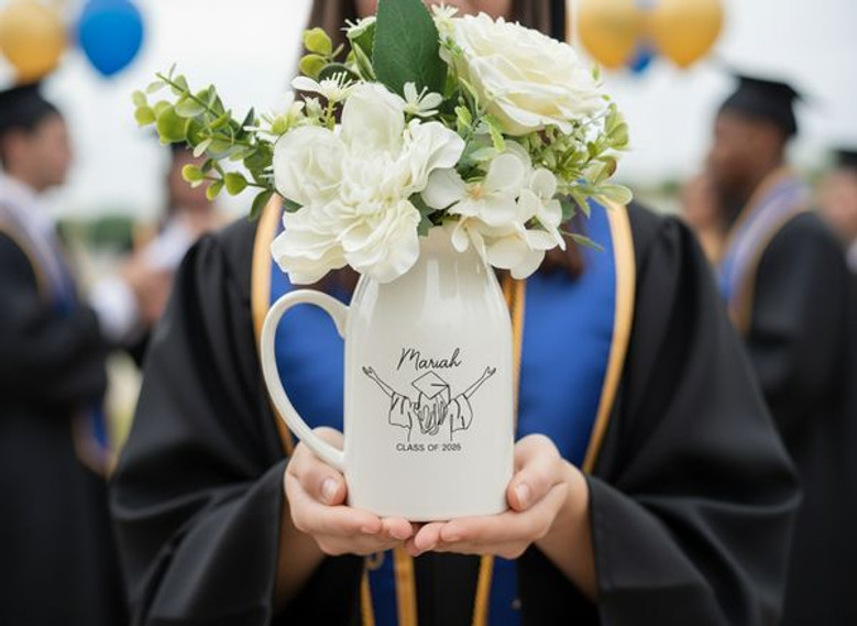 2026 Minimalist Grad Tribute Custom Ceramic Flower Vase for Her