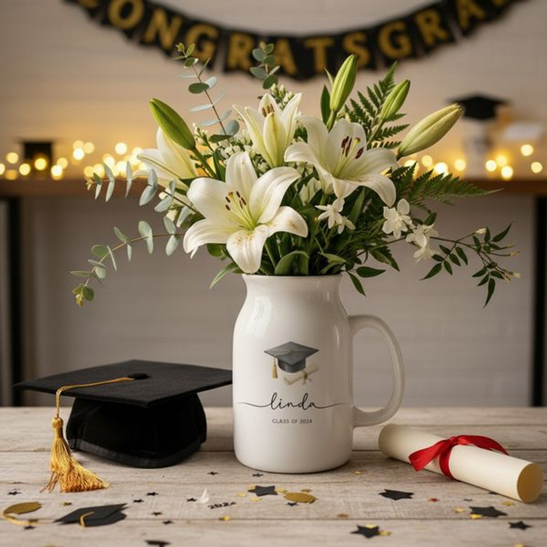 A 2024 Graduate Custom Ceramic Flower Vase Keepsake