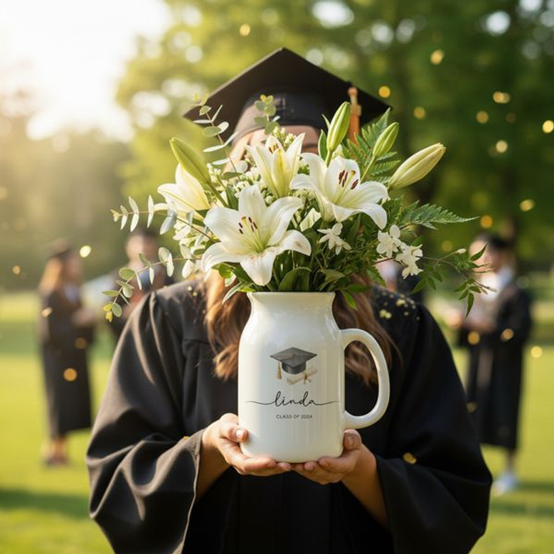 A 2024 Graduate Custom Ceramic Flower Vase Keepsake