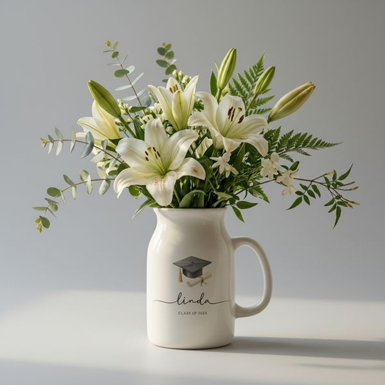 A 2024 Graduate Custom Ceramic Flower Vase Keepsake