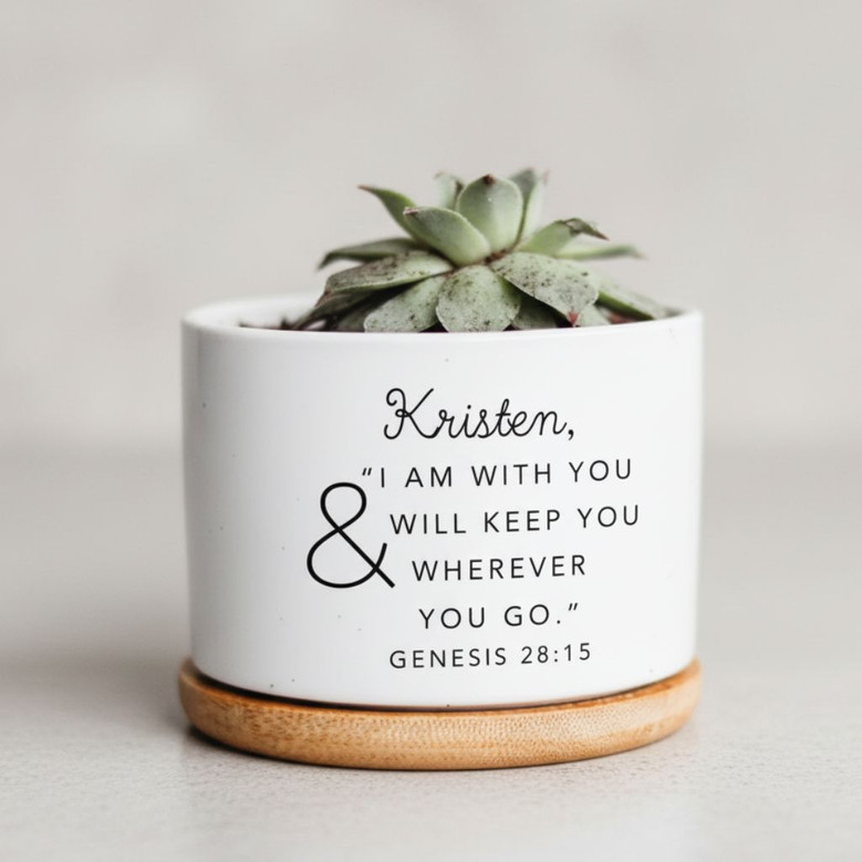 Blessed 2026 Graduation Genesis 28 15 Verse Ceramic Plant Pot