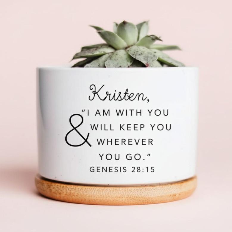 Blessed 2026 Graduation Genesis 28 15 Verse Ceramic Plant Pot