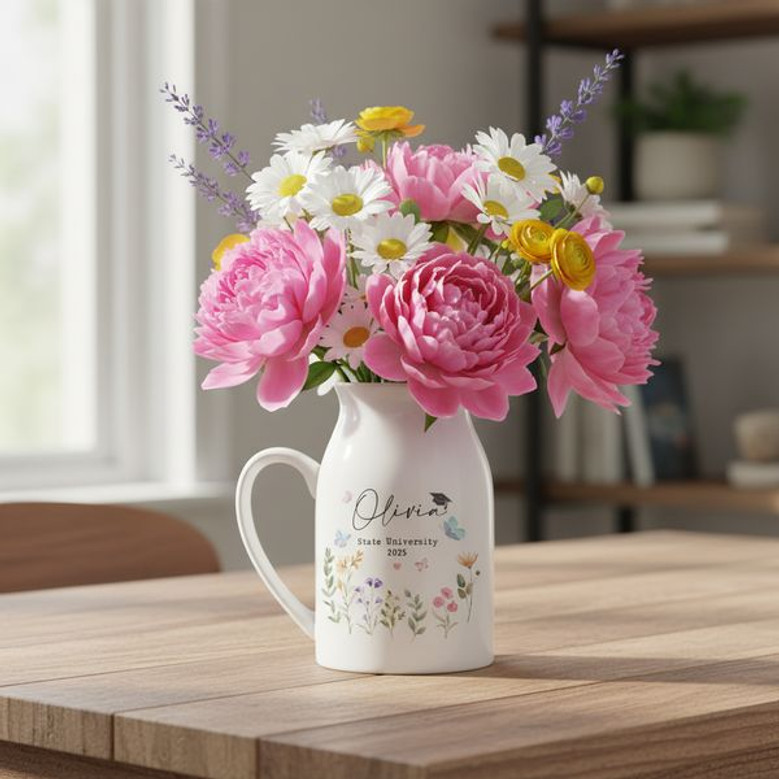Celebrate Her 2025 Milestone Floral Ceramic Flower Vase Gift