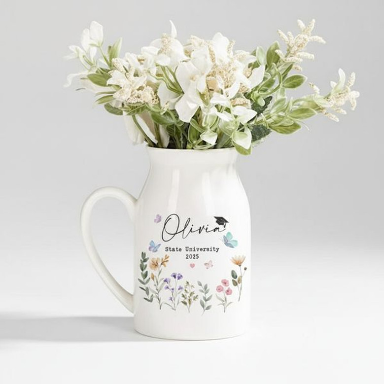 Celebrate Her 2025 Milestone Floral Ceramic Flower Vase Gift