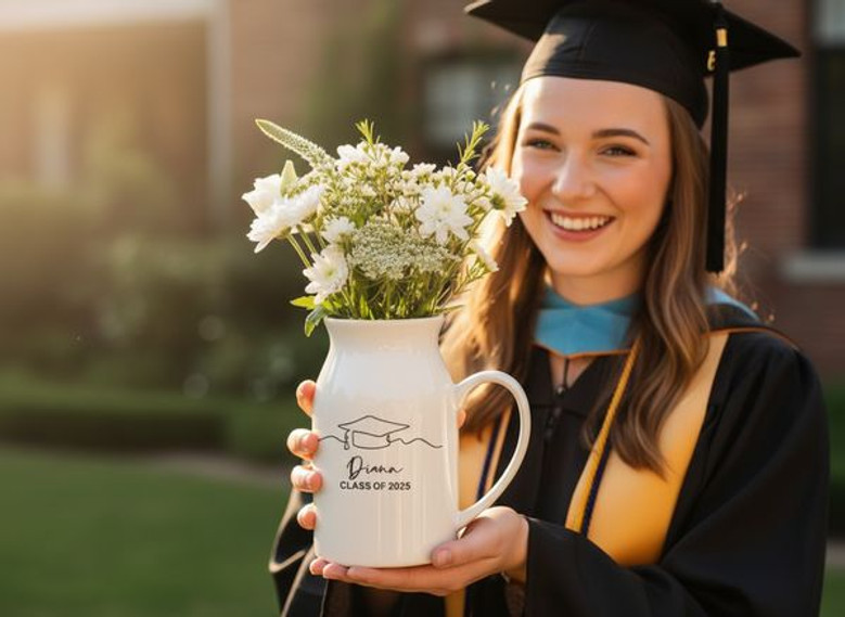Celebrate Her 2026 Milestone Custom Floral Ceramic Flower Vase