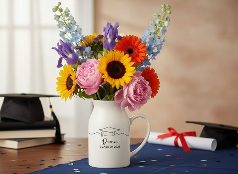 Celebrate Her 2026 Milestone Custom Floral Ceramic Flower Vase
