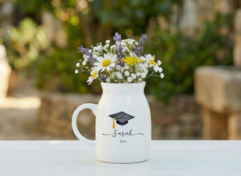 Celebrate Her 2026 Success Custom Name Ceramic Flower Vase Gift