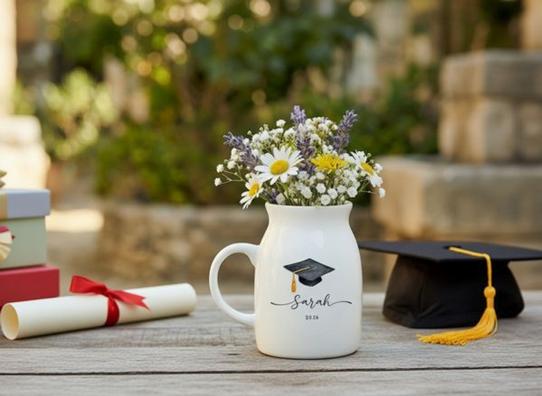 Celebrate Her 2026 Success Custom Name Ceramic Flower Vase Gift