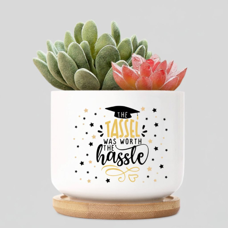 Celebrate Success Tassel Worth Hassle Ceramic Plant Pot Gift