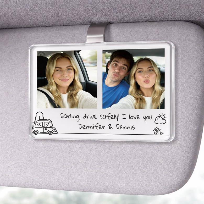 Drive Safe Always - Custom Dual Photo Car Visor Clip for Him Drive Safe Always - Custom Dual Photo Car Visor Clip for Him