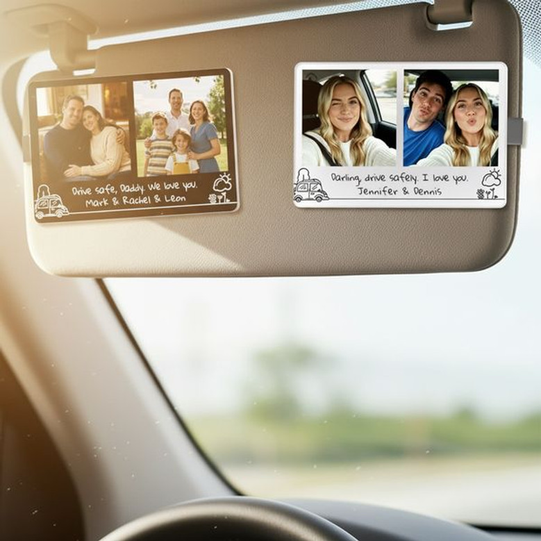 Drive Safe Always - Custom Dual Photo Car Visor Clip for Him Drive Safe Always - Custom Dual Photo Car Visor Clip for Him