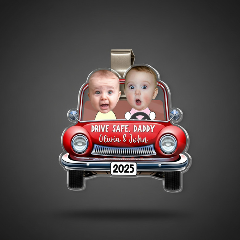 Drive Safe Daddy - Custom Baby Photo Car Visor Clip Vintage Gift