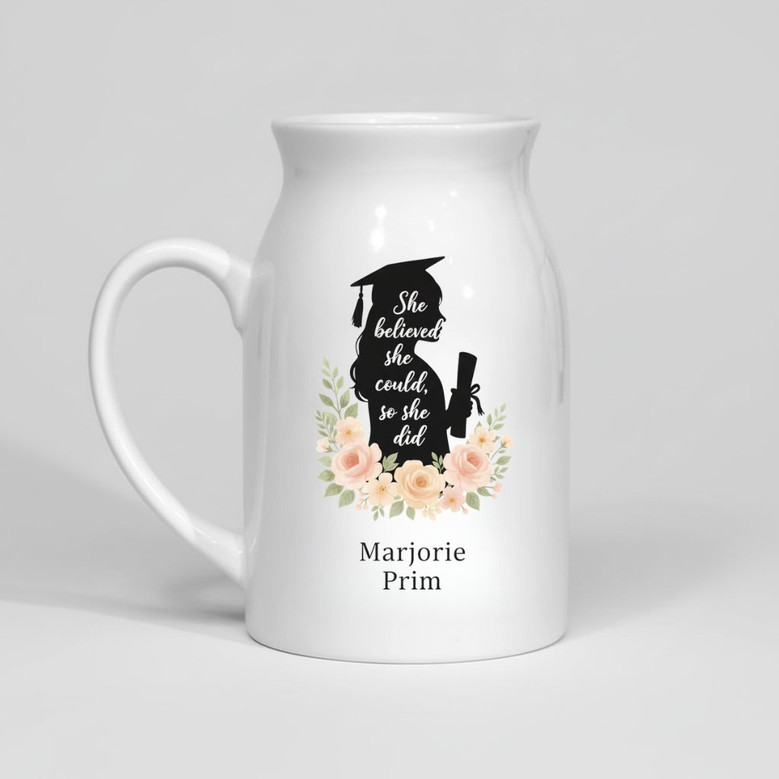 Empower Her Journey Unique Ceramic Flower Vase Graduation Gift