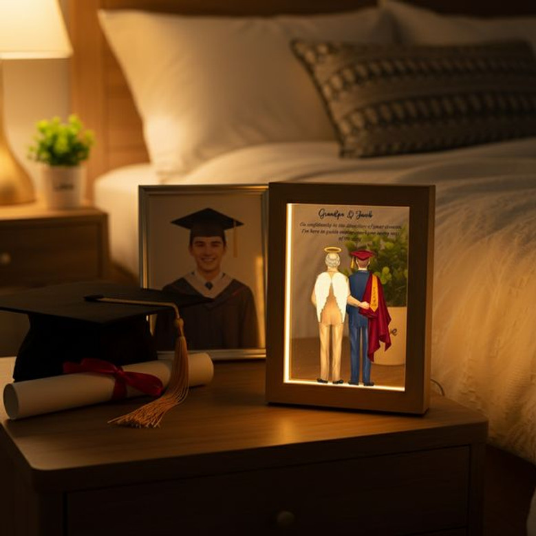 Forever in Our Hearts Grandpa Memorial Photo Frame Lamp