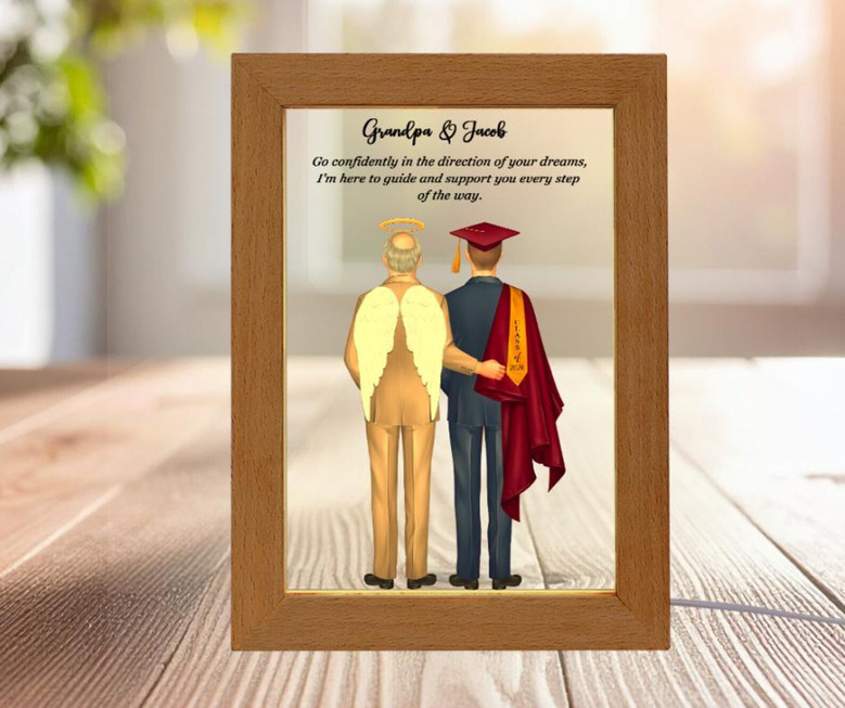 Forever in Our Hearts Grandpa Memorial Photo Frame Lamp