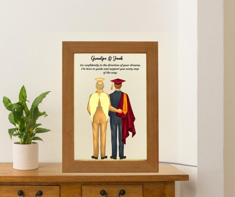 Forever in Our Hearts Grandpa Memorial Photo Frame Lamp