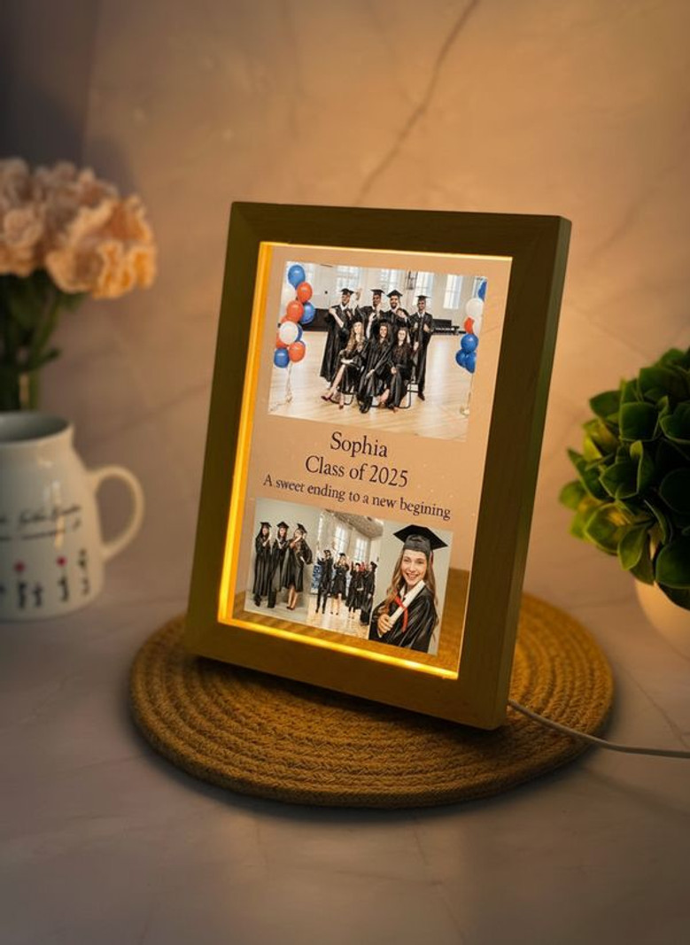 Glow of Achievement Custom Graduation Photo Frame Lamp