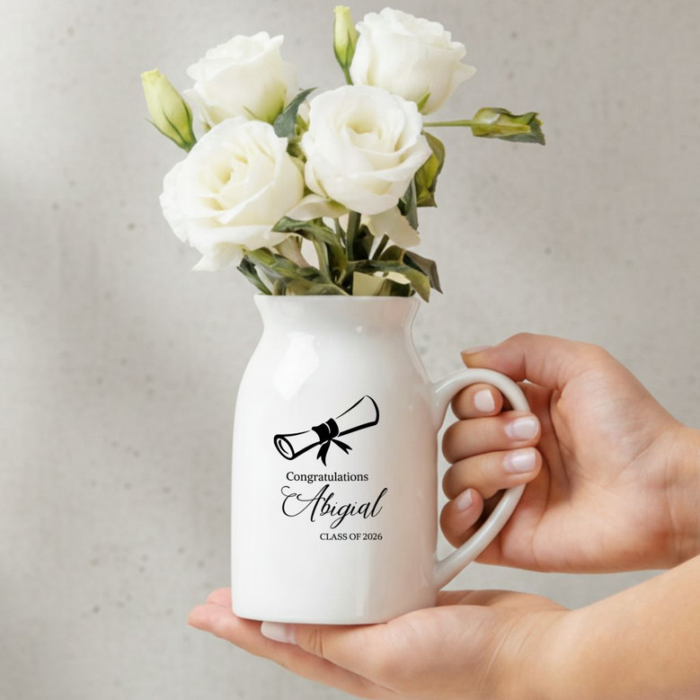 Grad 2026 Milestone Custom Name Ceramic Flower Vase Gift