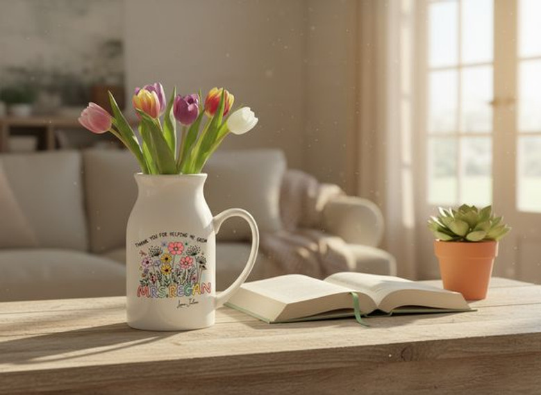 Heartfelt Growth Personalized Teacher Ceramic Flower Vase Gift