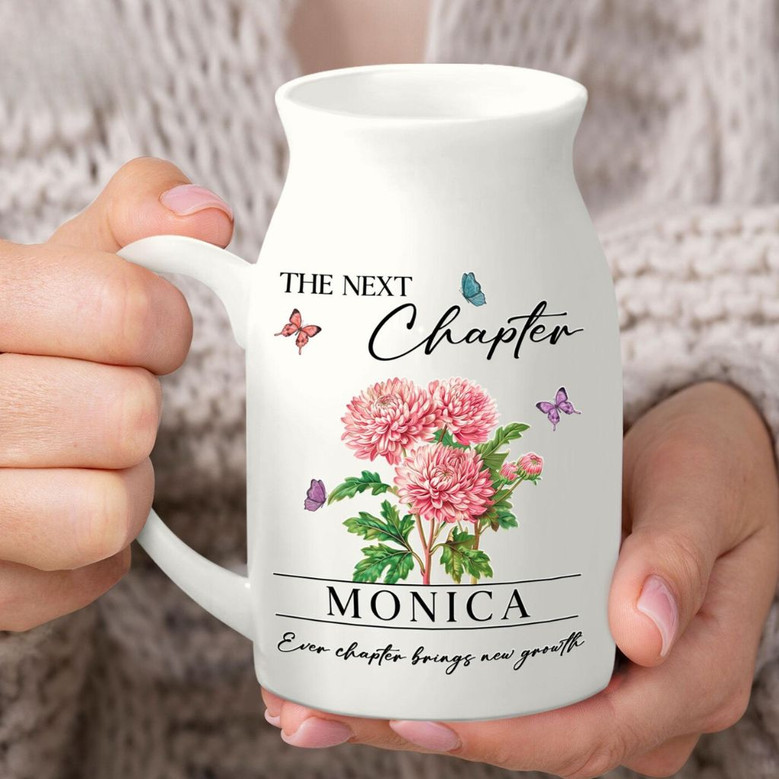 Her Next Chapter Blooms Custom Birth Month Ceramic Flower Vase