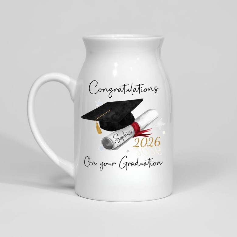 Honor Her 2026 Milestone Custom Name Ceramic Flower Vase Gift