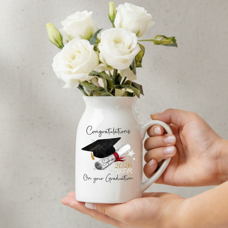 Honor Her 2026 Milestone Custom Name Ceramic Flower Vase Gift