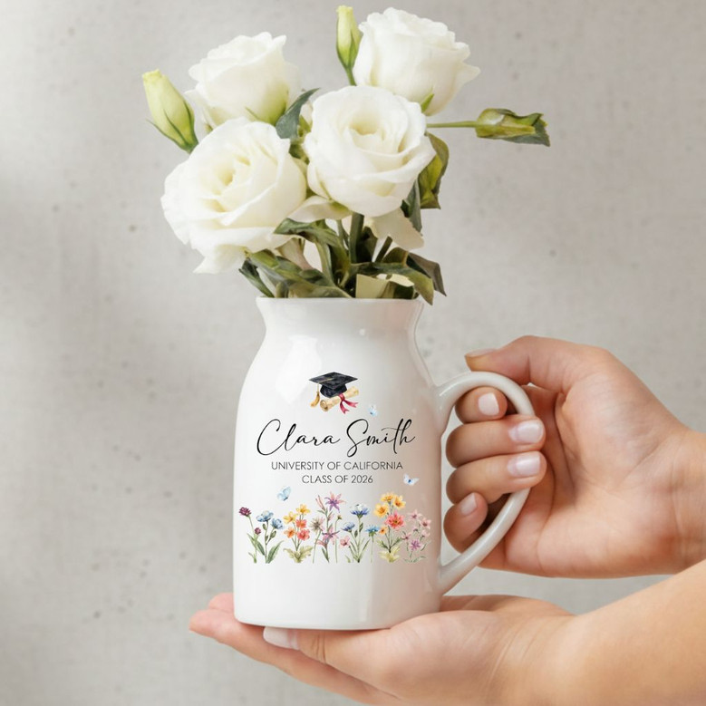 Honor Her 2026 Success Custom Floral Ceramic Flower Vase Gift