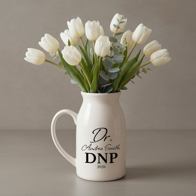 Honor Her DNP Achievement Custom Ceramic Flower Vase Gift