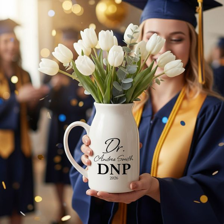Honor Her DNP Achievement Custom Ceramic Flower Vase Gift