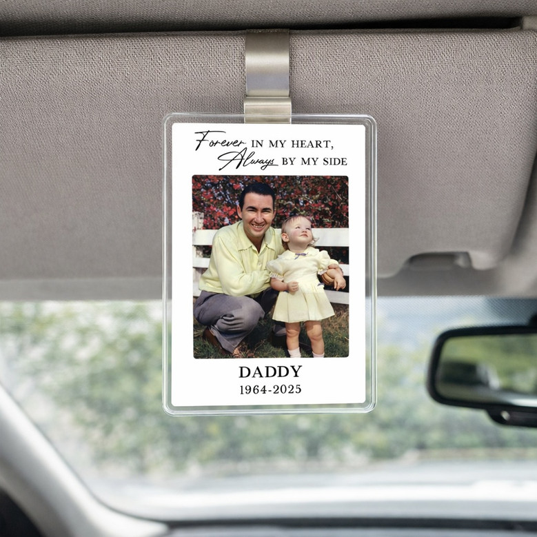 In Loving Memory - Custom Photo Car Visor Clip for Dad