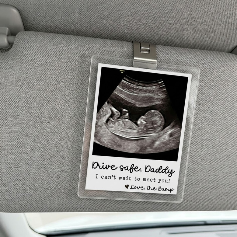 New Dad's First Hello - Personalized Ultrasound Car Visor Clip