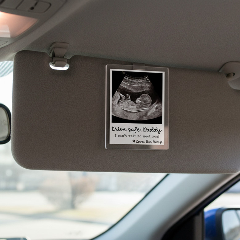 New Dad's First Hello - Personalized Ultrasound Car Visor Clip