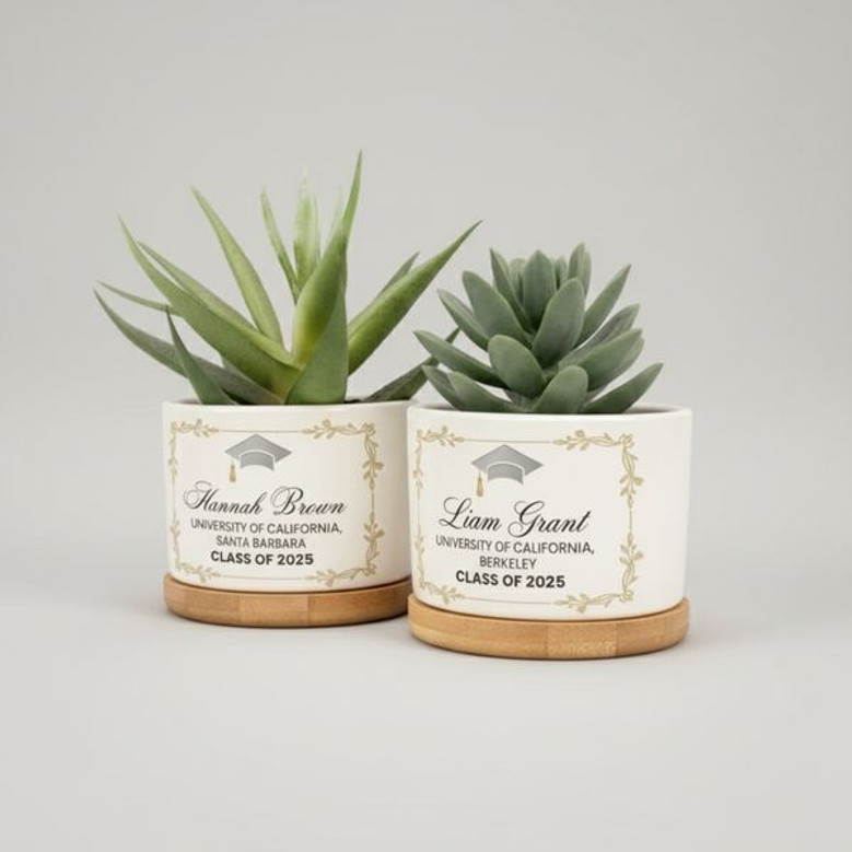 Personalized Graduation Ceramic Plant Pot, Class of 2026 Gift
