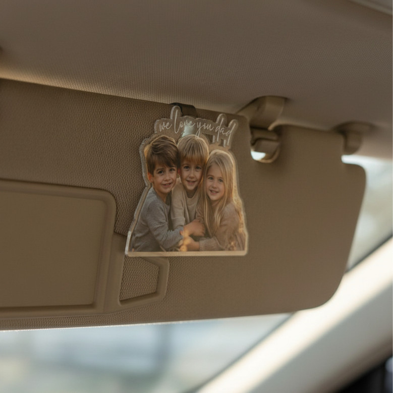 Protect Him Always - Custom Photo Car Visor Clip for Dad & Pets Protect Him Always - Custom Photo Car Visor Clip for Dad & Pets