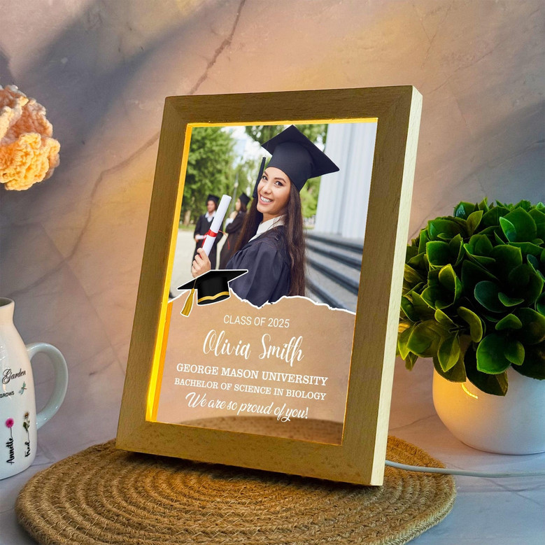 Radiant Milestone Personalized Graduation Photo Frame Lamp