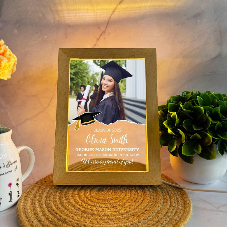 Radiant Milestone Personalized Graduation Photo Frame Lamp