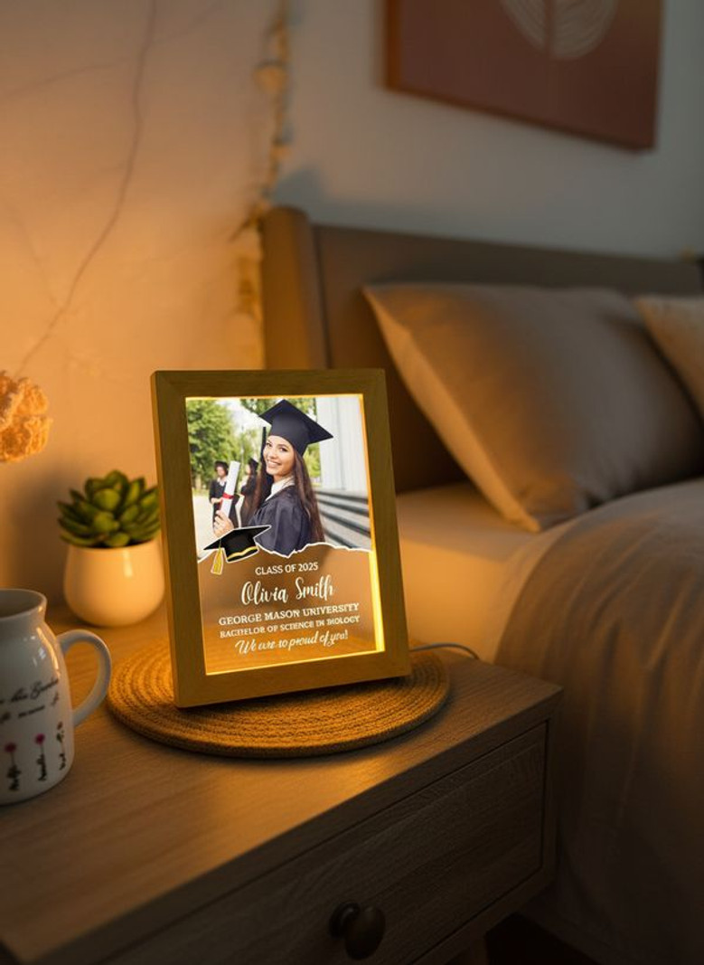 Radiant Milestone Personalized Graduation Photo Frame Lamp