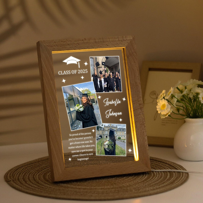 Relive the Journey Custom Graduation Collage Photo Frame Lamp