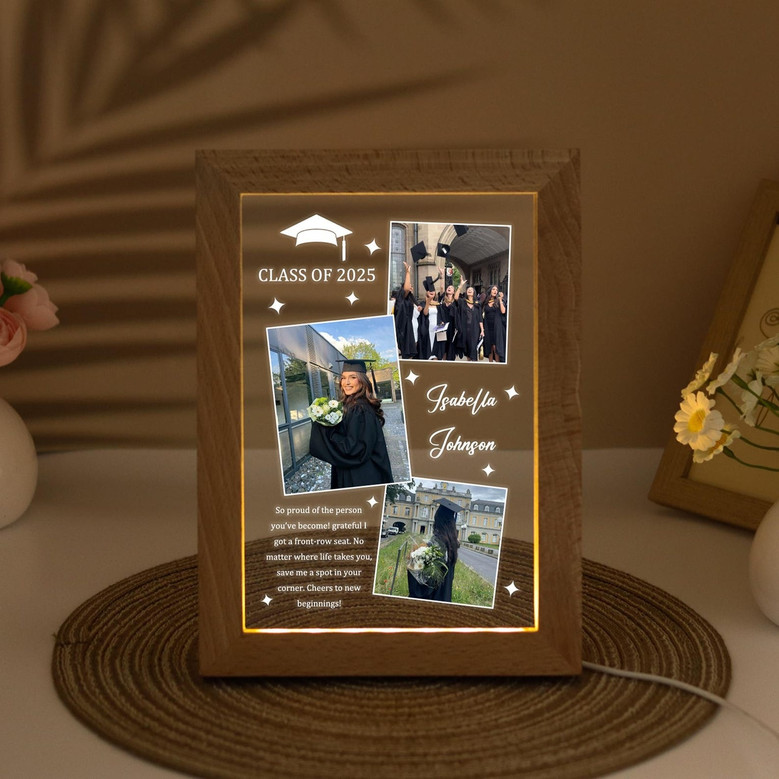 Relive the Journey Custom Graduation Collage Photo Frame Lamp