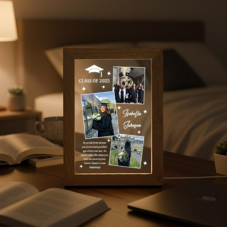 Relive the Journey Custom Graduation Collage Photo Frame Lamp