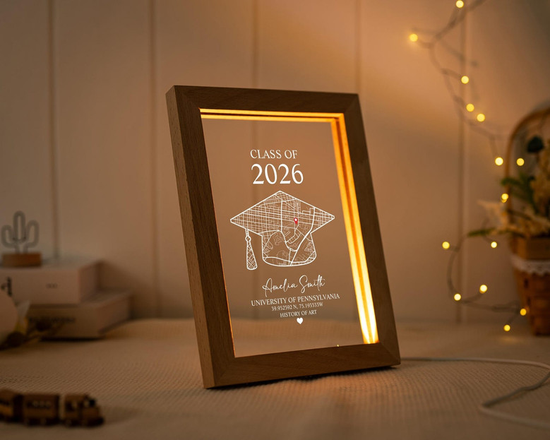 Relive Your Alma Mater Personalized Campus Map Photo Frame Lamp