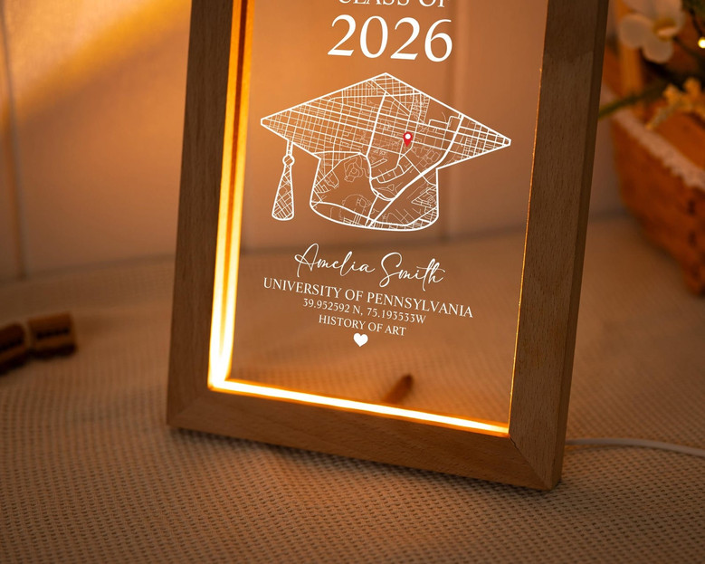 Relive Your Alma Mater Personalized Campus Map Photo Frame Lamp