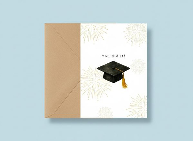 2026 Watercolor Cap Digital Graduation Greeting Card