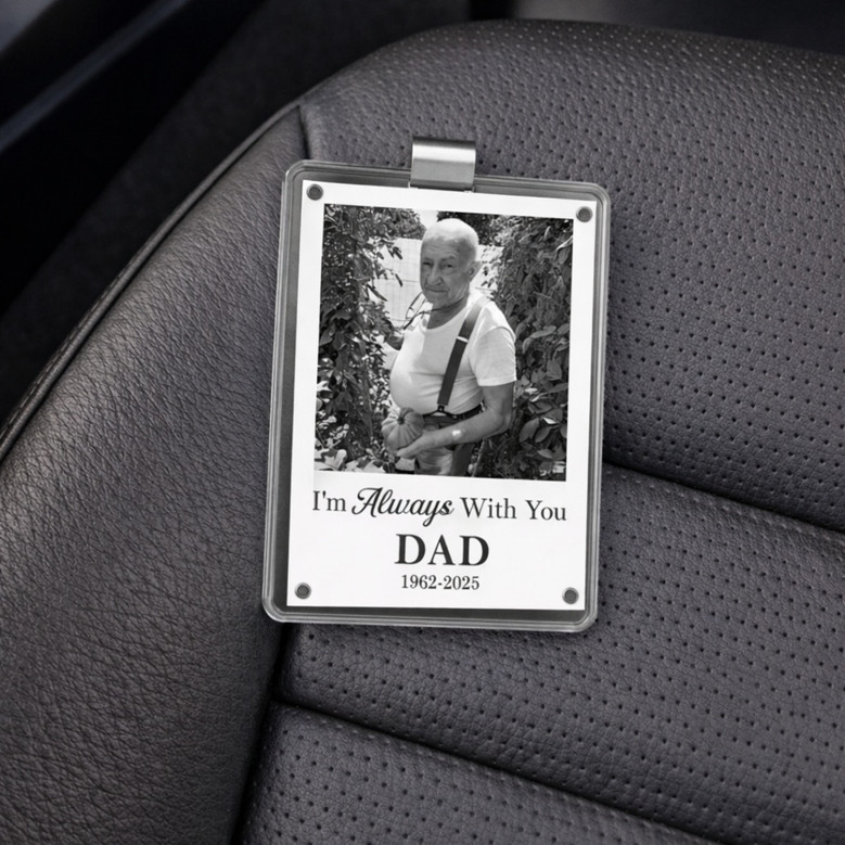 Always With You - Dad Memorial Photo Magnetic Car Visor Clip