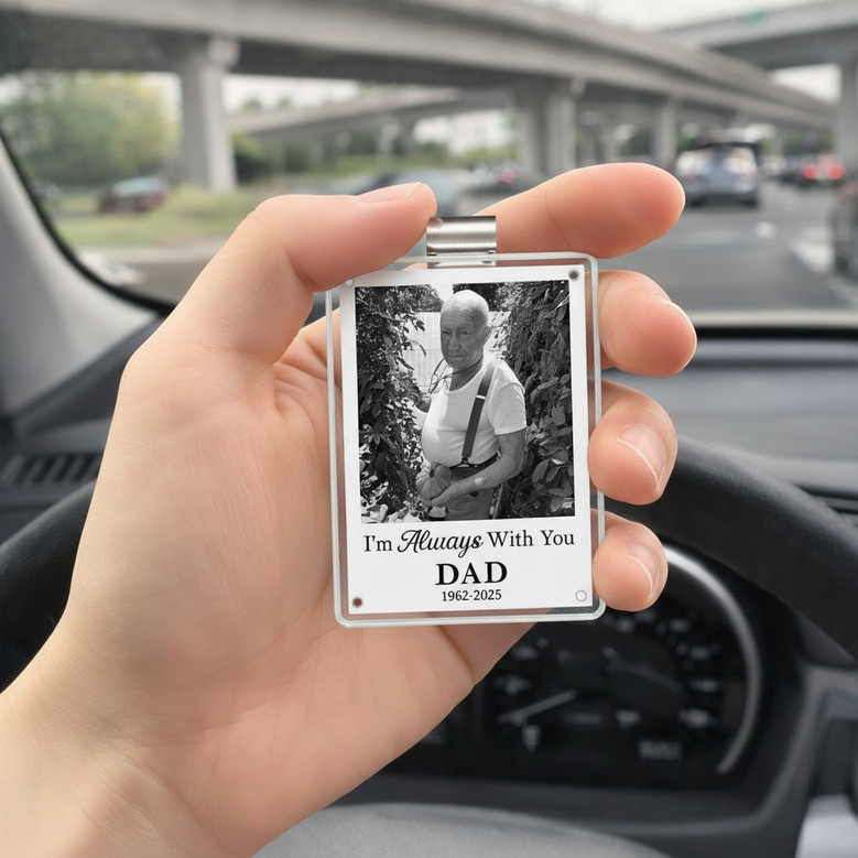 Always With You - Dad Memorial Photo Magnetic Car Visor Clip
