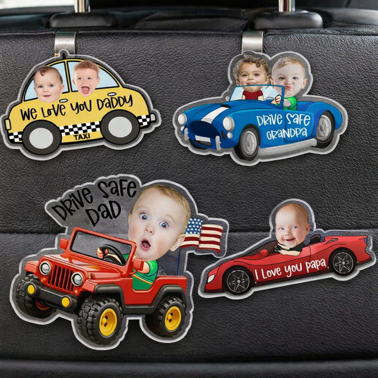 Baby's Smile On The Go - Custom Photo Car Visor Clip For Papa Baby's Smile On The Go - Custom Photo Car Visor Clip For Papa