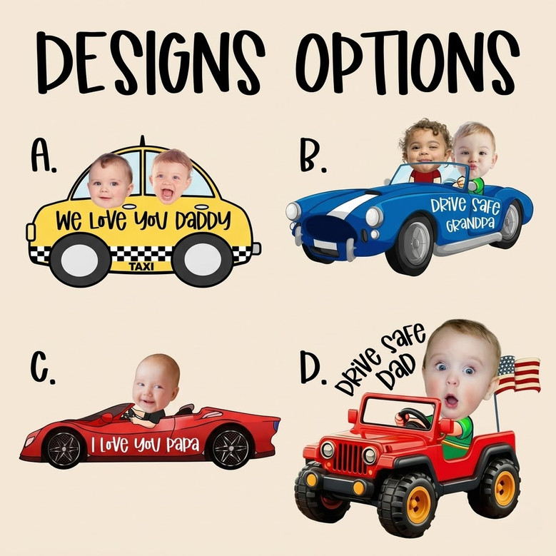 Baby's Smile On The Go - Custom Photo Car Visor Clip For Papa Baby's Smile On The Go - Custom Photo Car Visor Clip For Papa
